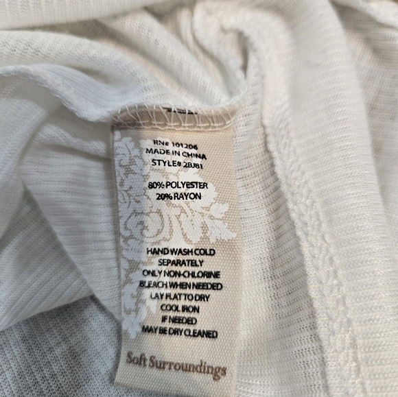 Soft Surroundings White Ribbed Henley Sleeveless Tunic Tank Top Size Small B19 - Picture 5 of 7